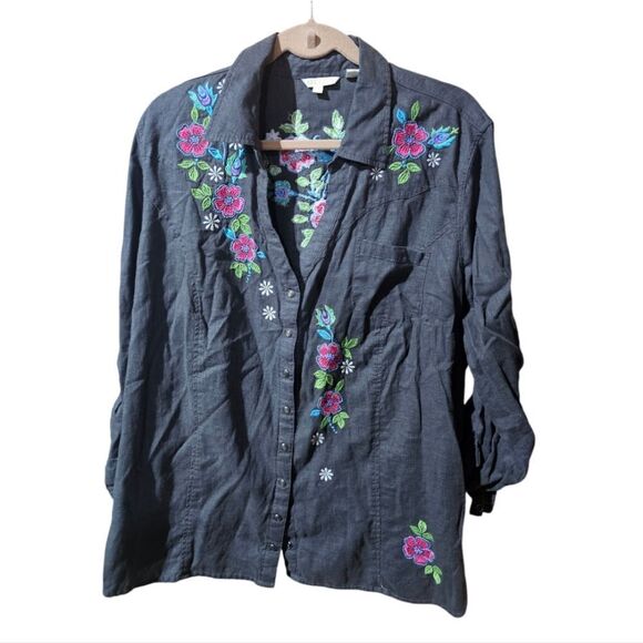 STETSON Embroidered Dark Gray Shirt - Size 3X - Picture 1 of 8